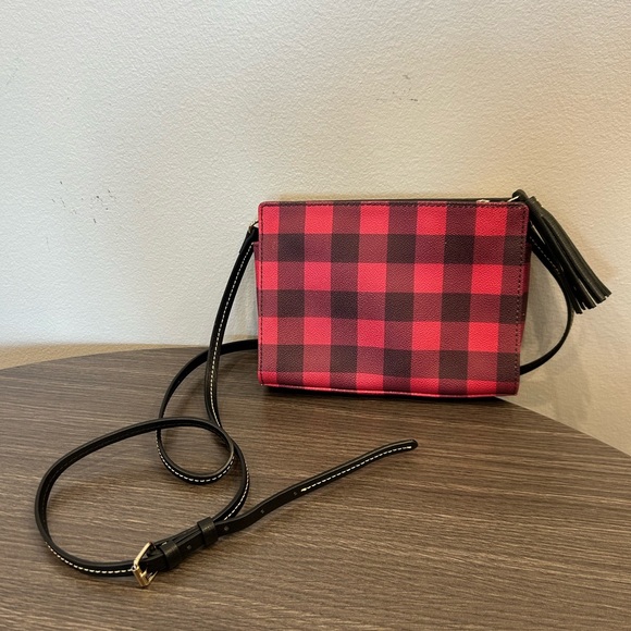Dooney & Bourke Kenzie Buffalo Plaid Leather Crossbody Purse Bag - Picture 9 of 13